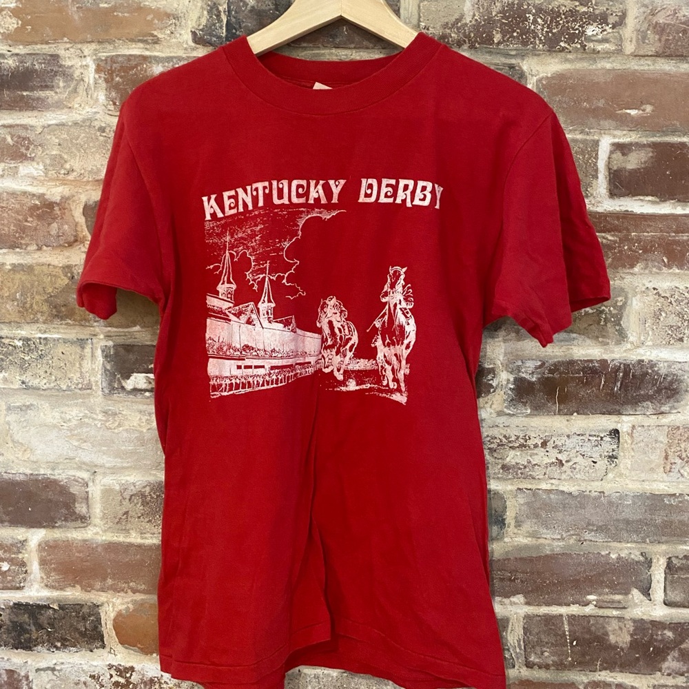 Vintage Kentucky Derby Flock Print Shirt
